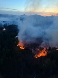 Pět stovek hasičů z několika krajů, včetně Pardubického, bojuje již od soboty s velkým požárem lesa v Národním parku České Švýcarsko