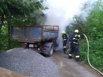 Požár zasáhl kabinu nákladního vozidla