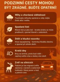 Podzim nastal, dny se krátí a na silnicích nás čekají nepříjemné nástrahy. Změňte jízdní styl, hasiči radí, jak na to