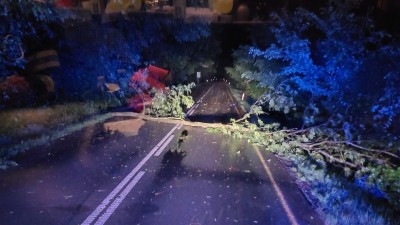 Noční bouře kácela stromy, došlo i ke zranění osoby