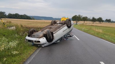 nehoda mezi Lažany a Předhradím, foto: Městská policie Skuteč