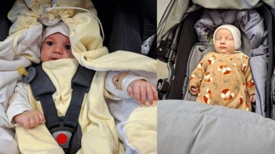 Krist&yacute;nka a Sebastian. Prvn&iacute; obč&aacute;nci leto&scaron;n&iacute;ho roku obdrželi od krajsk&eacute;ho n&aacute;městka d&aacute;rky a finančn&iacute; podporu