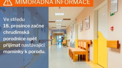 Od středy se v Chrudimské nemocnici opět začne rodit